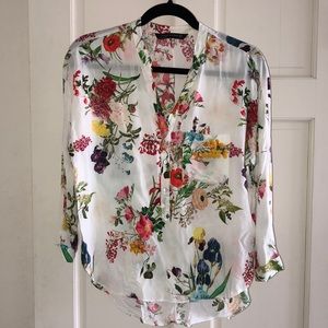 Zara Botanical Print Blouse // Sz S